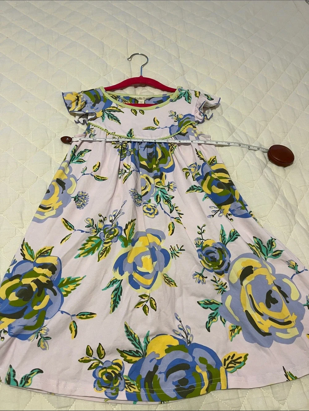 Matilda Jane Floral Flutter Sleeve Pearl Dress with Blue & Yellow Roses 6